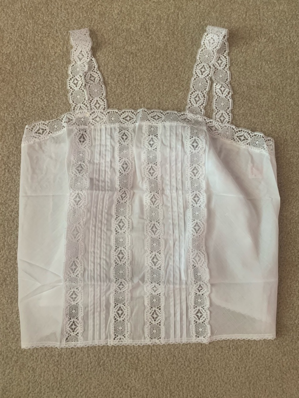 NIB Vintage "First Love" Delicate Feminine White Lace Camisole Under Shirt Sz 38
